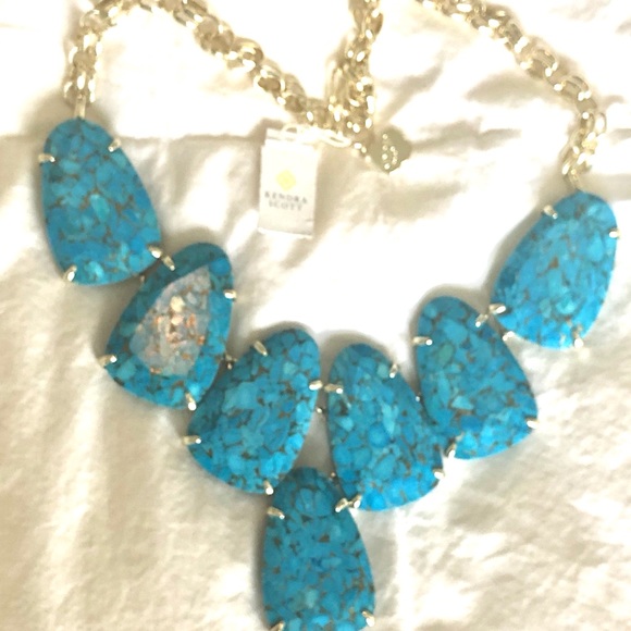NWT Kendra Scott RARE & RETIRED Harlow Bronze Veined Turquoise & Yellow Gold😊 - Picture 6 of 11